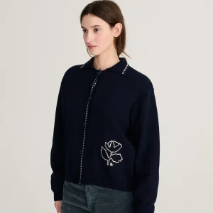 AW26 Vibrant Flower wool blend polo cardigan
