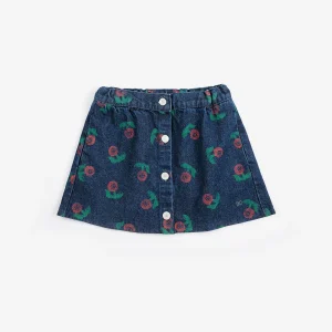 AW26 Stamp Bloom all over denim skirt