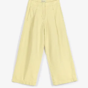 AW26 Light Yellow twill pleated barrel pants