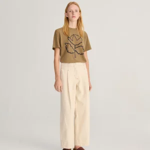AW26 Ecru twill pleated barrel pants