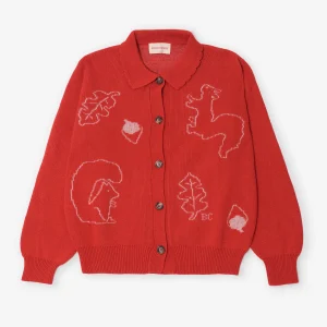 AW26 Forest Scene wool blend polo cardigan
