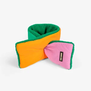 AW26 Color Block sheepskin pink neck warmer