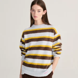 AW26 Striped hairy yarn wool blend jumper