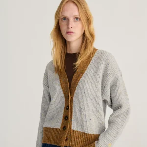 AW26 Color block wool blend V-cardigan