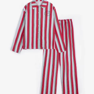 AW26 Striped all over fluid flannel sleepwear set