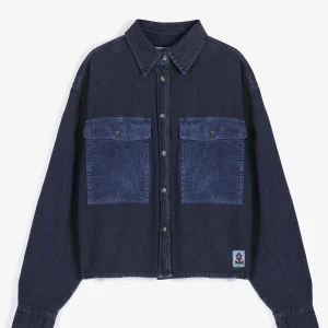 AW26 Big corduroy pockets light denim shirt